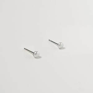 3mm Mini Baroque Pearl Ear Studs | Small Dainty Freshwater Keshi Pearl Earrings | Tiny Ear Studs | Sterling Silver |  Vermail