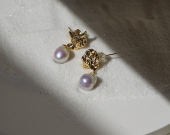 Baroque Pearl Earrings | Drop Earrings | Dangle Earrings | Wrinkled Pearls | 14K Vermeil or Sterling Silver | Lustrous baroque pearls