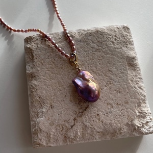 Baroque Pearl Necklace | Rainbow Galaxy Baroque Pearl | Large Fireball Baroque | Gold Filled Chains | Top Quality | Thanksgiving Day Gift