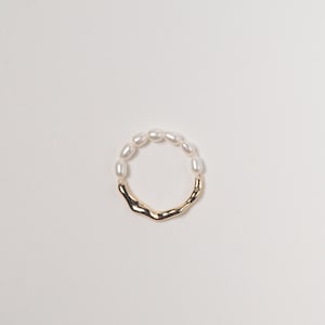 Baroque Pearl Ring | Freshwater Keshi Pearls | Mini Pearl Ring | Gold Ring | Minimalist Beaded Ring | Layering | Stackable | Half Metal