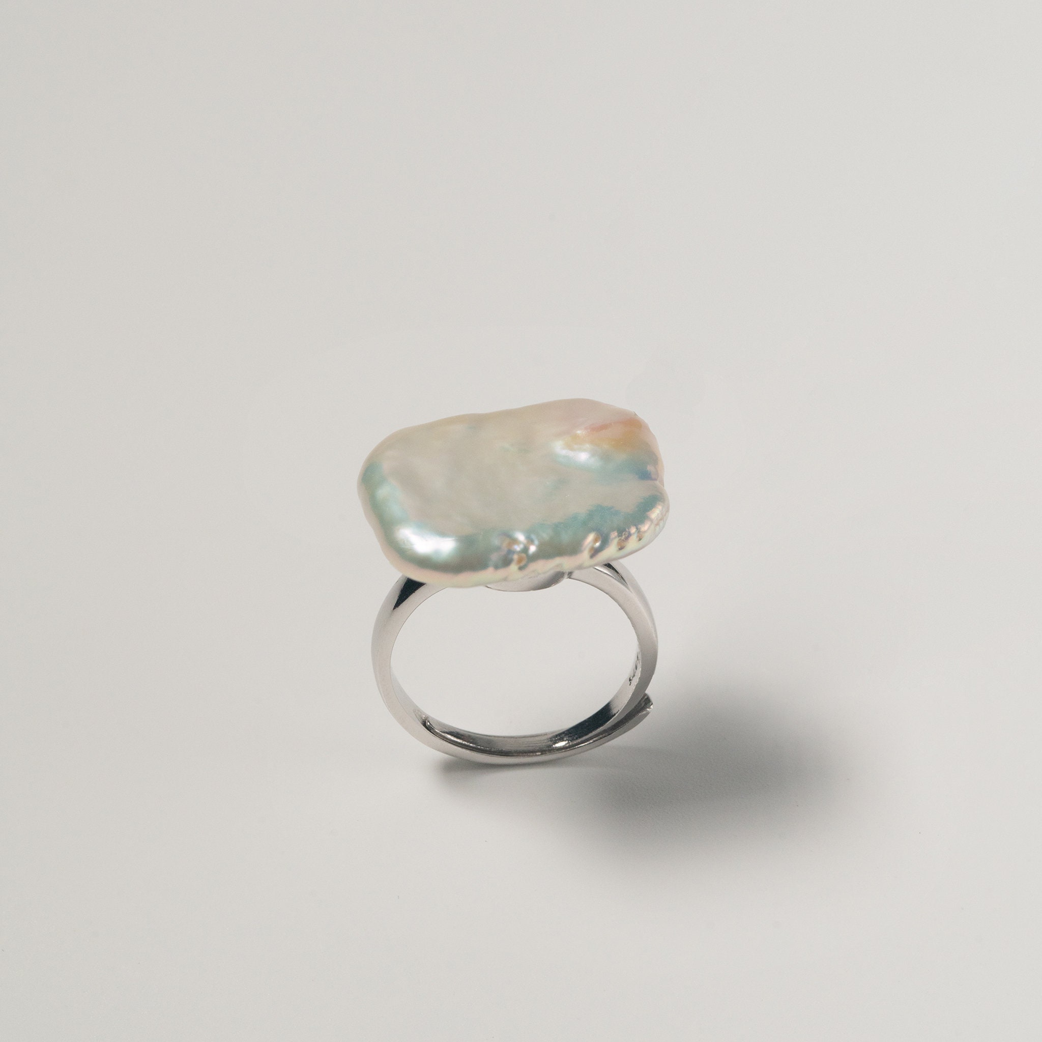 Barock Perlenring | Eckiger Ring | Übergroßer Perlenring | Sterling Silber | Großer Ring | Minimalistisches Design