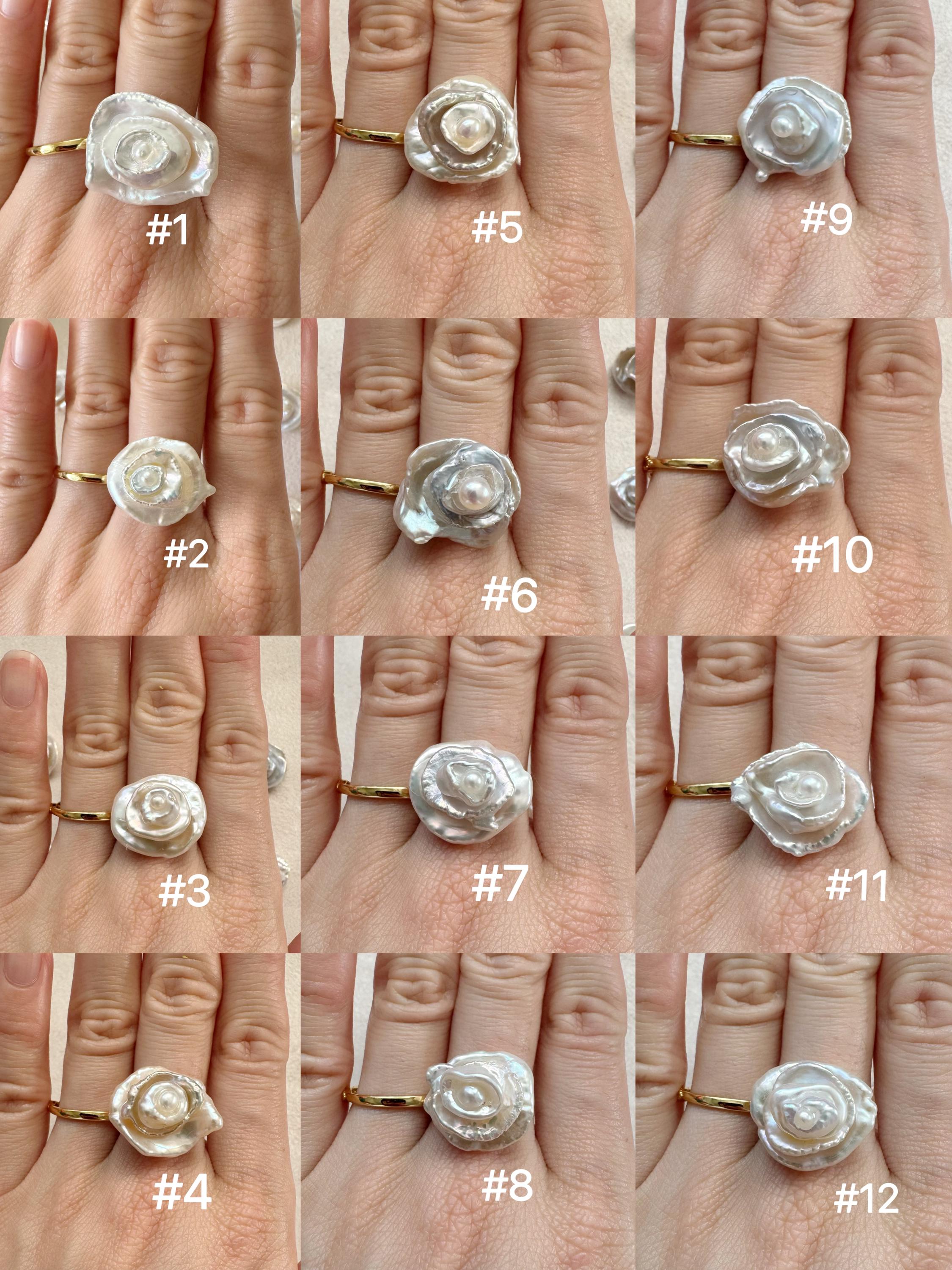 Bague Superbe Avec Perle Keishi Rose Plaquée Or - Taille 57 - Perle Baroque Naturelle