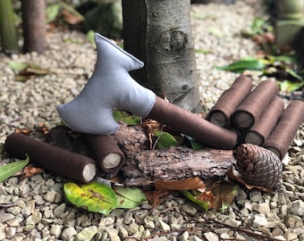 Handmade Felt Pretend Axe Children's Lumberjack Woodcutter Toy Tool