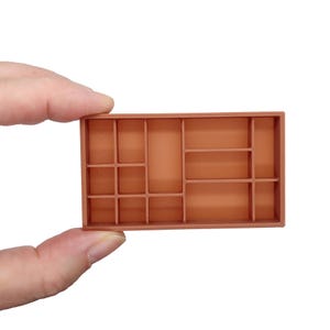 Miniature Shadow Box for 1:12 Dollhouse, Tiny Printer Tray Decor for Mini Wall Art Displays, under 3 inches long