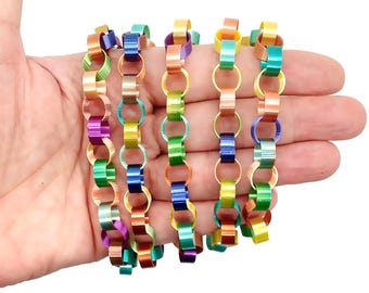 DIY Miniature Christmas Garland, Old Fashioned Paper Chain Link Style Kit, 2-3 ft, Rainbow, Lightweight Decoration for Bottle Brush Trees