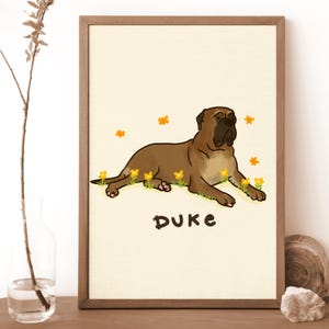 Dog Portrait Print, Custom Pet Drawing, Personalized Wall Art, Pet Lover Birthday Gift, Anniversary Gift for Dog Mom