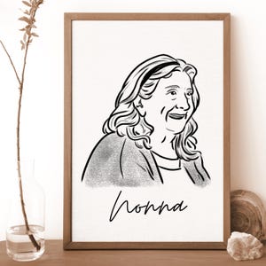 Familieportret, tekencadeau moeder, verjaardagscadeau, jubileumcadeau voor ouders, minimalistische muurposter