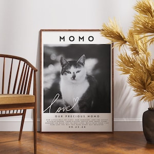 Custom Cat Portrait, Printable Cat Photo Memorial, Cat Keepsake Gift for cat mom, Pet Loss Portrait, Digital Download