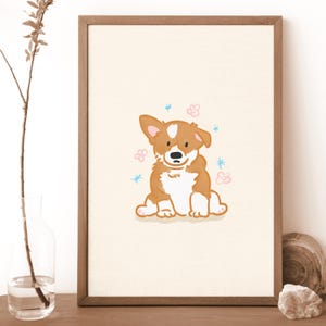 Custom Cute Dog Drawing, Pet Portrait Wall Art Poster, Personalized Gift for Pet Lover, Digital Print Illustration, Birthday Gift for Her