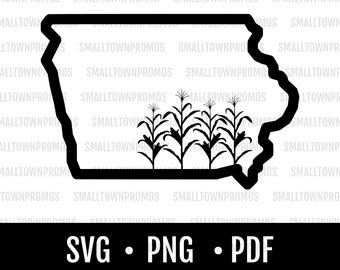 Esquema de Iowa / Maíz / SVG / PNG / PDF / Descarga digital / Archivo de corte / Cultivos / Estado de Iowa / Granja /