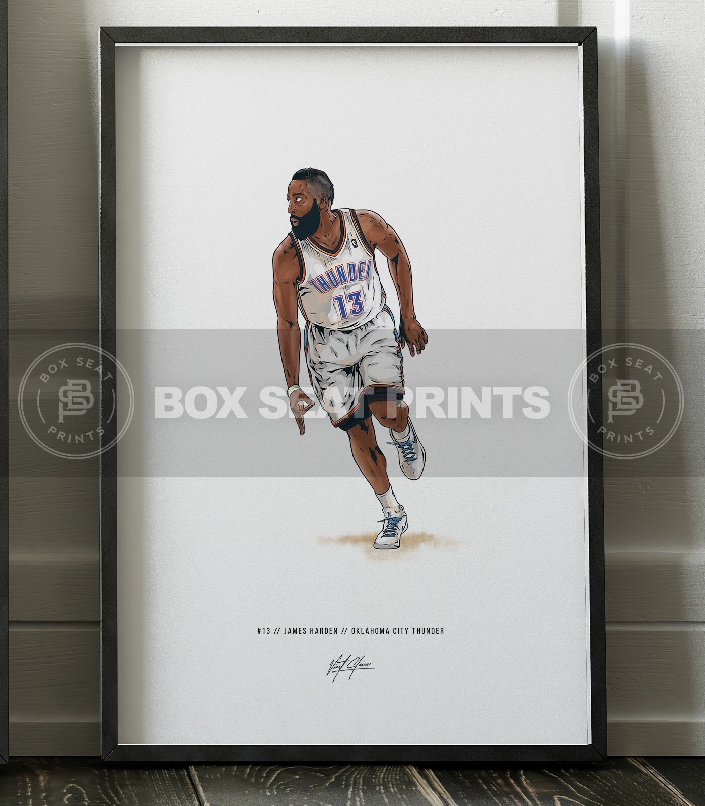 James Harden Oklahoma City Thunder Basketball Art Illustrated Etsy
