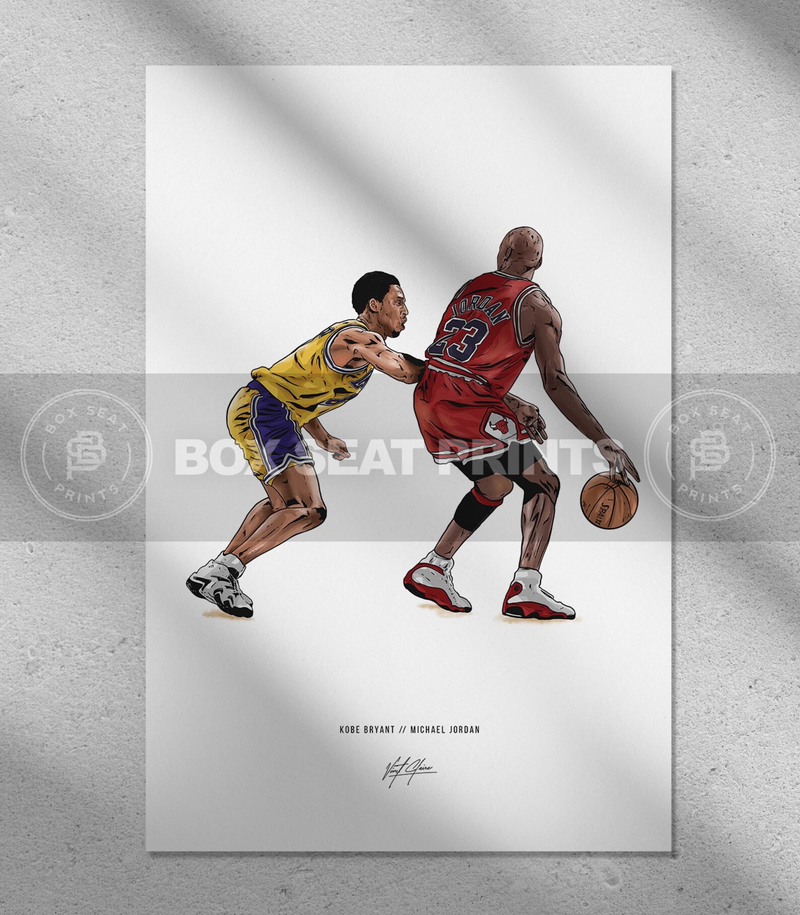 Kobe Bryant Michael Jordan Basketball Art Illustrated Print - Etsy