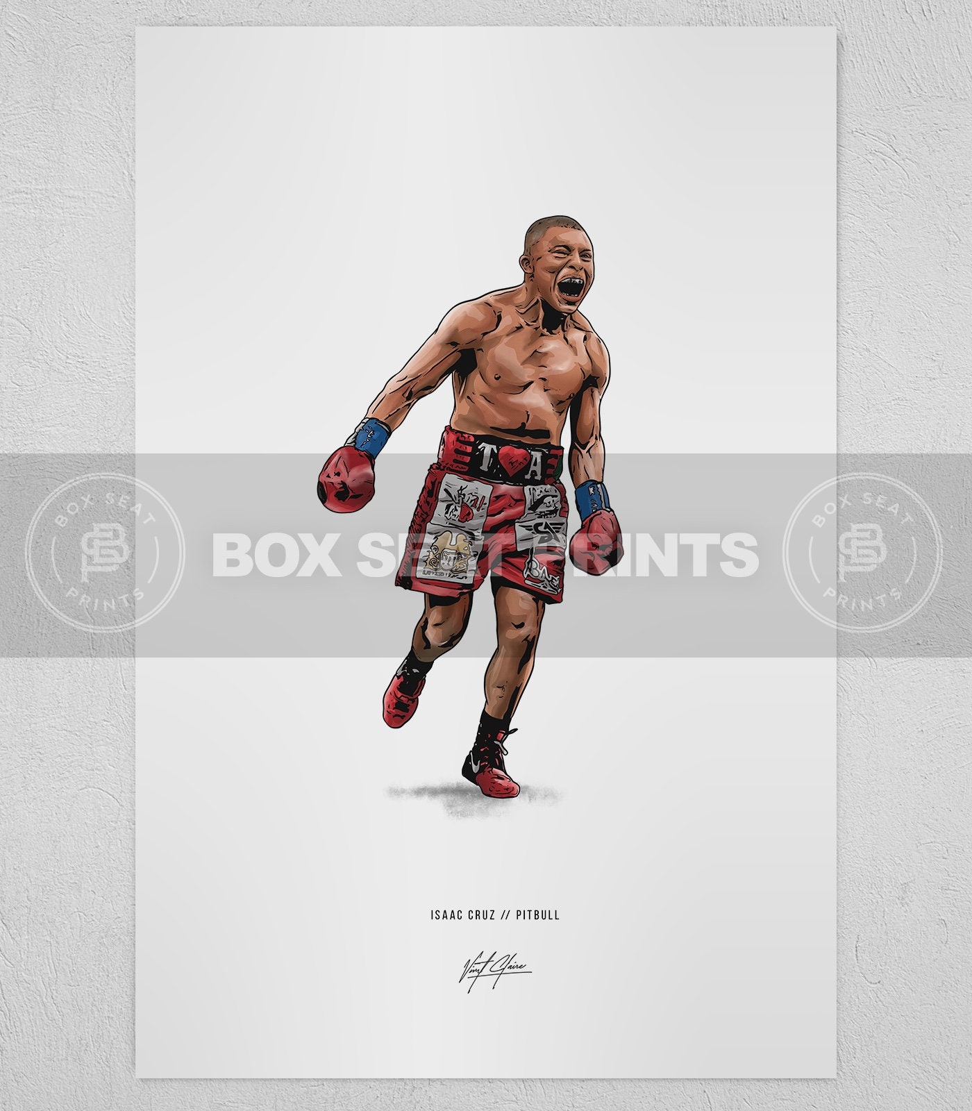 Isaac Cruz Boxing Art Illustrated Print Poster Isaac Cruz 