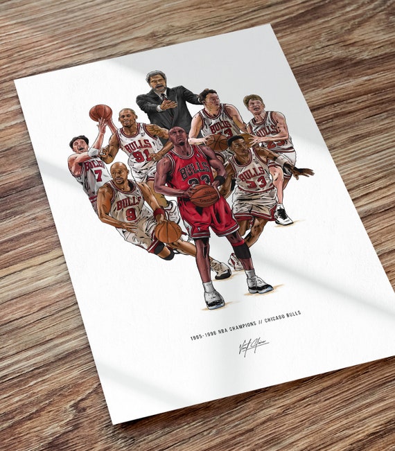 1995-1996 Chicago Bulls Team Framed 8x10 Photo With Jordan, Rodman, Pippen