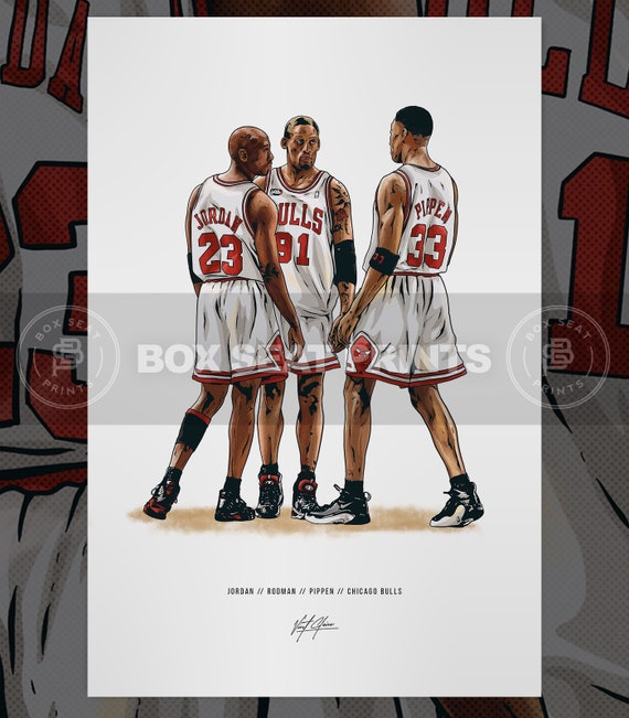 Scottie Pippen with Michael Jordan and Dennis Rodman Poster by Florian  Rodarte - Fine Art America