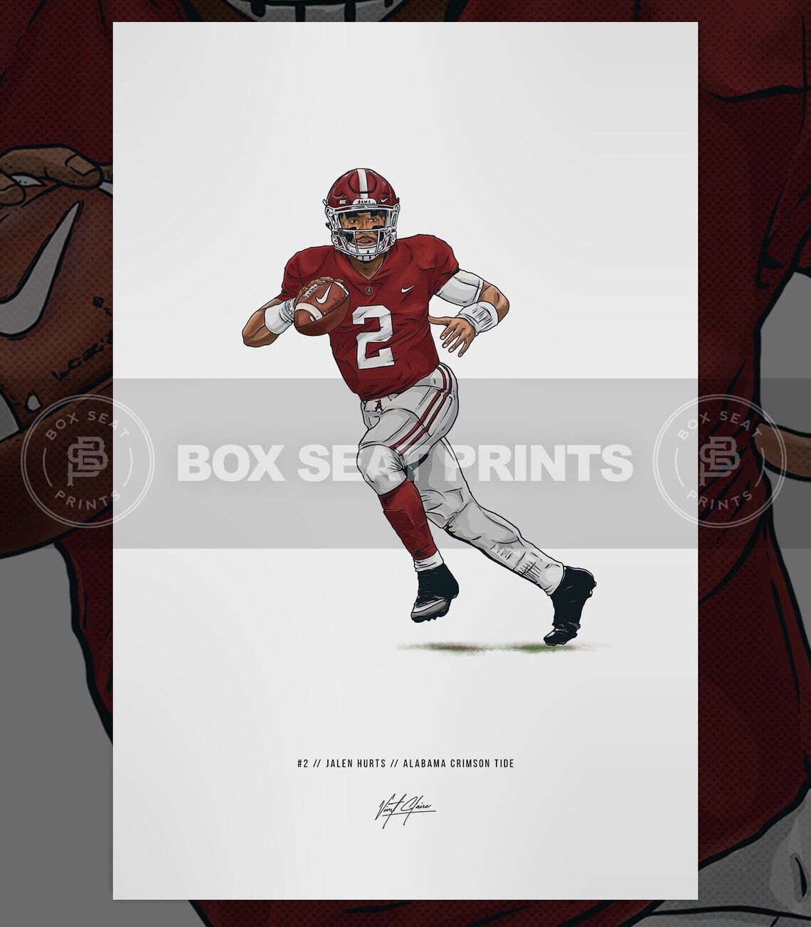 Jalen Hurts Art Illustrated Print Poster Jalen Hurts Poster Etsy