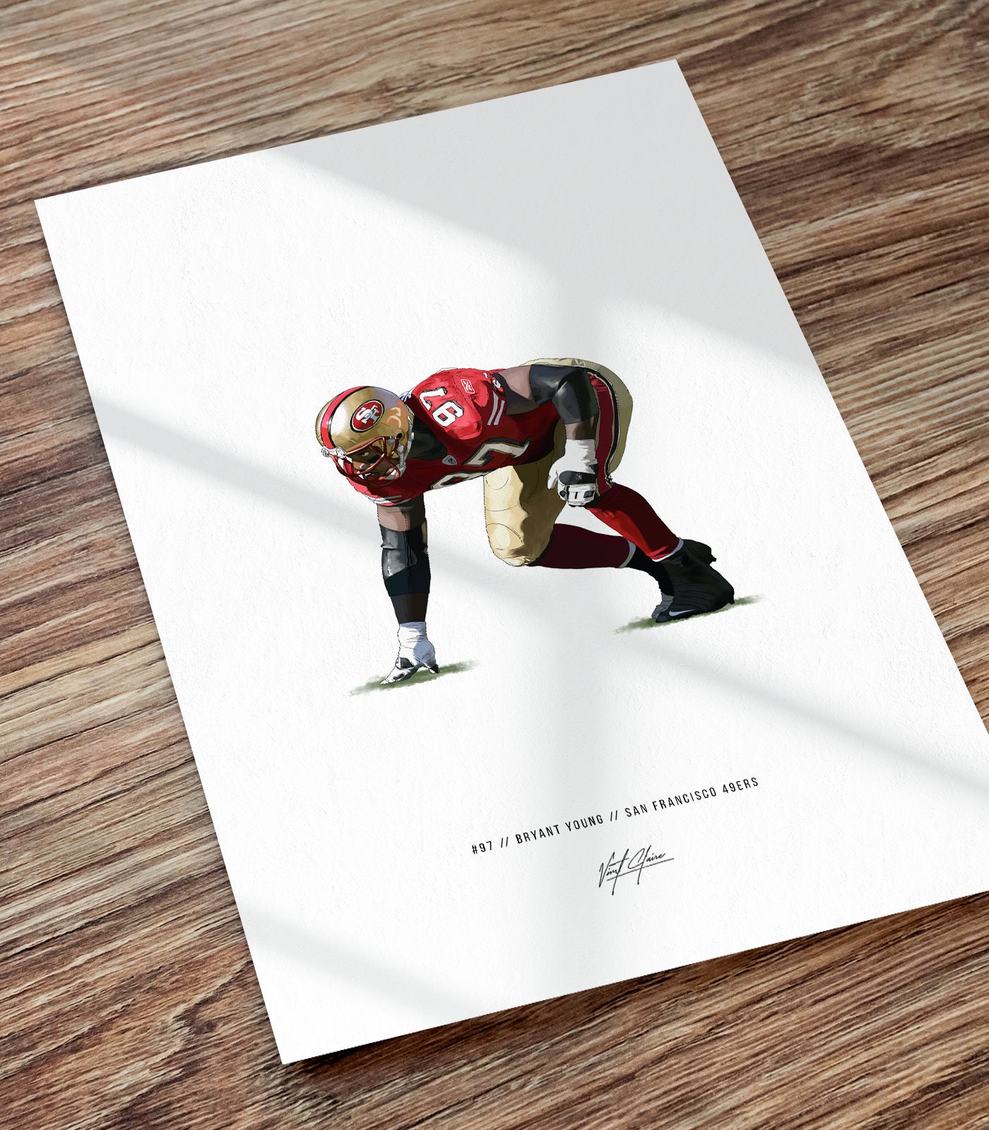 Bryant Young San Francisco 49ers Football Illustrated Art -   Hong Kong