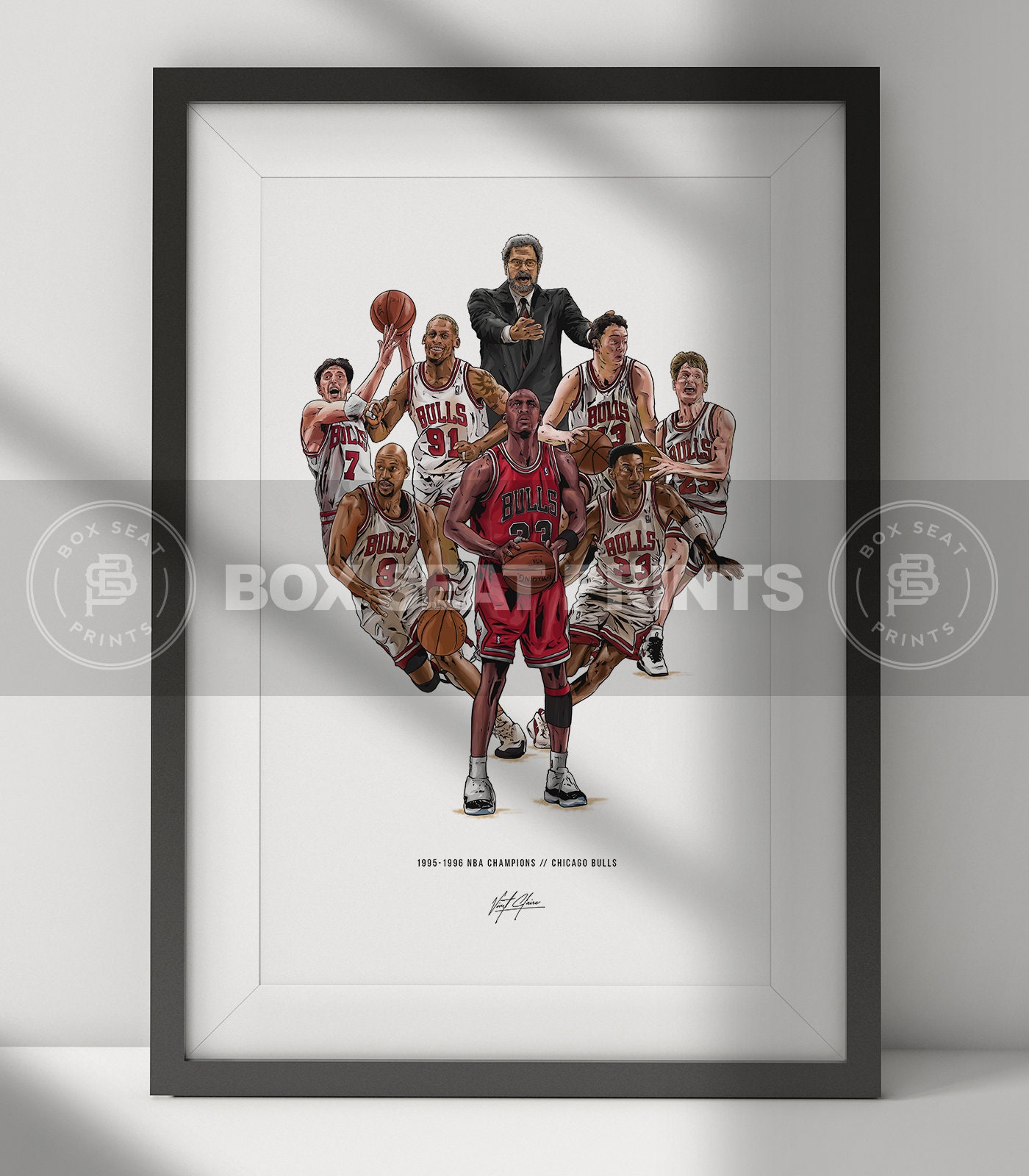 Chicago Bulls Basketball Champions Art Illustrated   Etsy