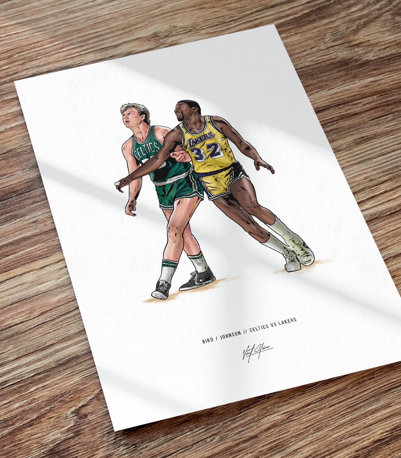IZS Larry Bird And Magic Johnson Bump Fists Poster Decorative Painting  Canvas Wall Art Living Room Posters Bedroom Painting 16x24inch(40x60cm)