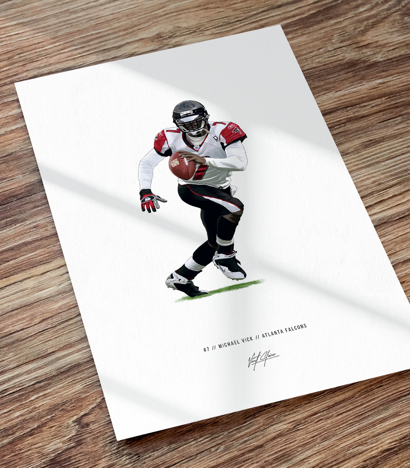 Michael Vick Atlanta Falcons Football Illustrated Art Poster 