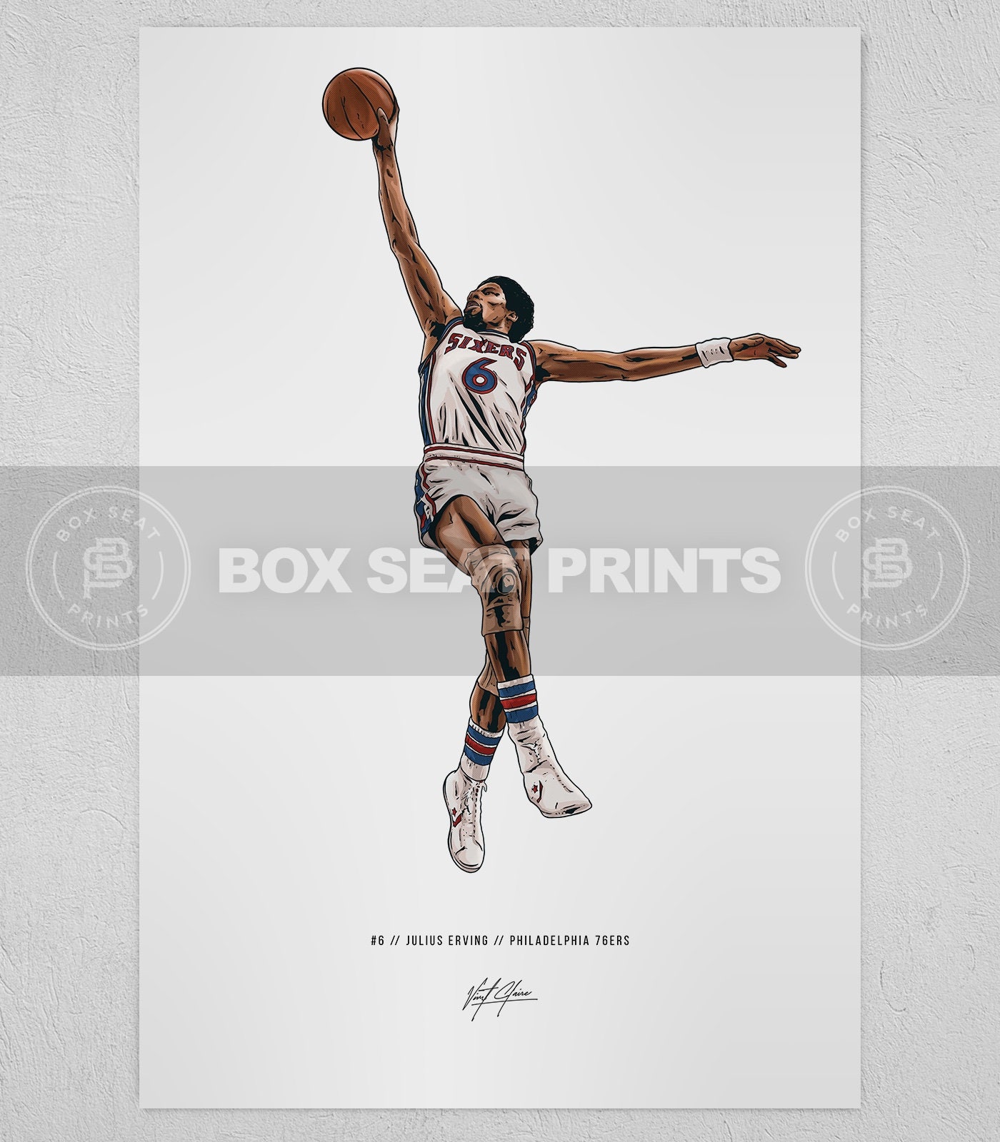 Philadelphia 76ers Art Sixers Gift Dr J Print Philly 