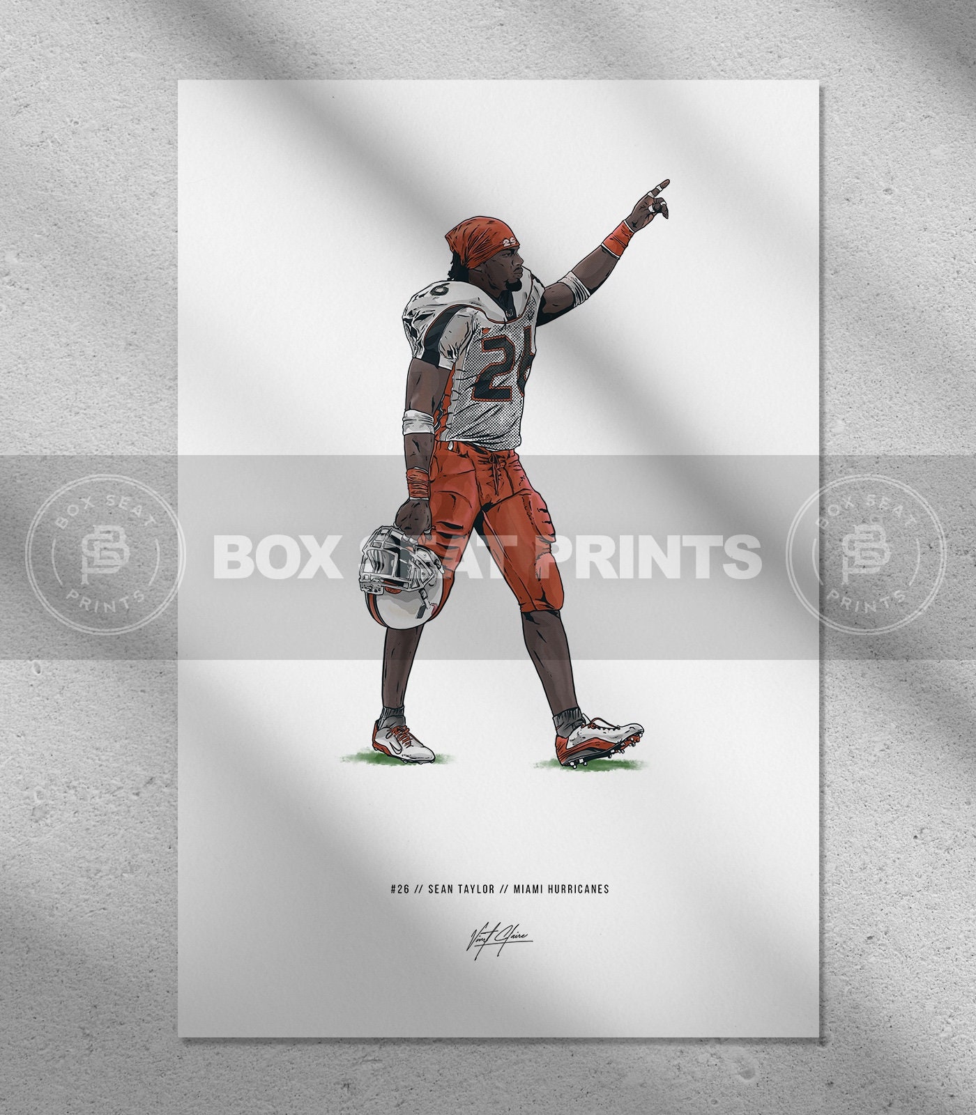 Sean Taylor Illustrated Art Poster Sean Taylor College Etsy UK