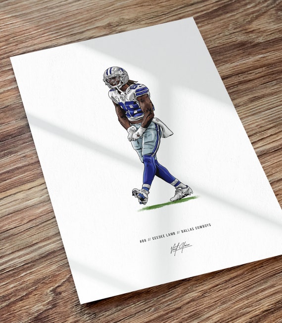 Ceedee Lamb Dallas Cowboys Football Illustrated Art Poster 