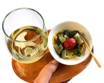 Pocket Wine Plate, Wooden Wine and Tray, Lightweight Wine and Cheese Plate, Portable Wine Accessories, Handcrafted Appetizer Tray