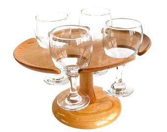 Wine Flight Tray for 4, Wine Flight Board, Flight Tray, Wood Tasting Board, Handmade Flight Board, Drink Flights, Housewarming Gift