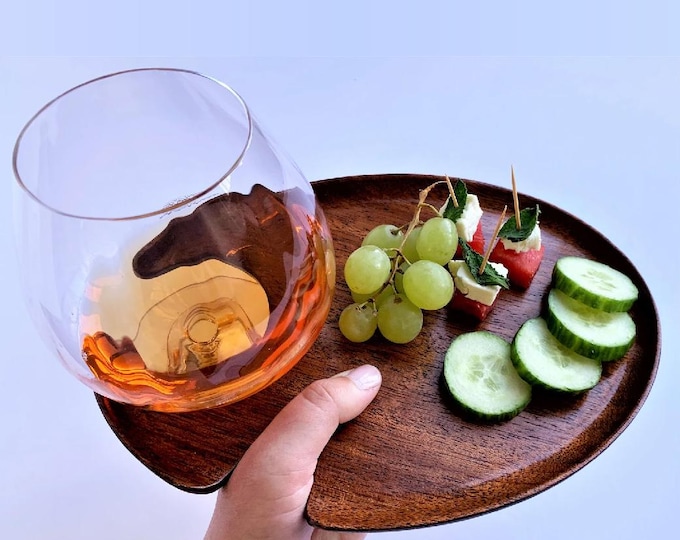 Club Wine and Cheese Tray, Wine Appetizer Plates, Portable Charcuterie Tray, Solid Wood Appetizer Plate, Handcrafted Wine and Cheese Plate