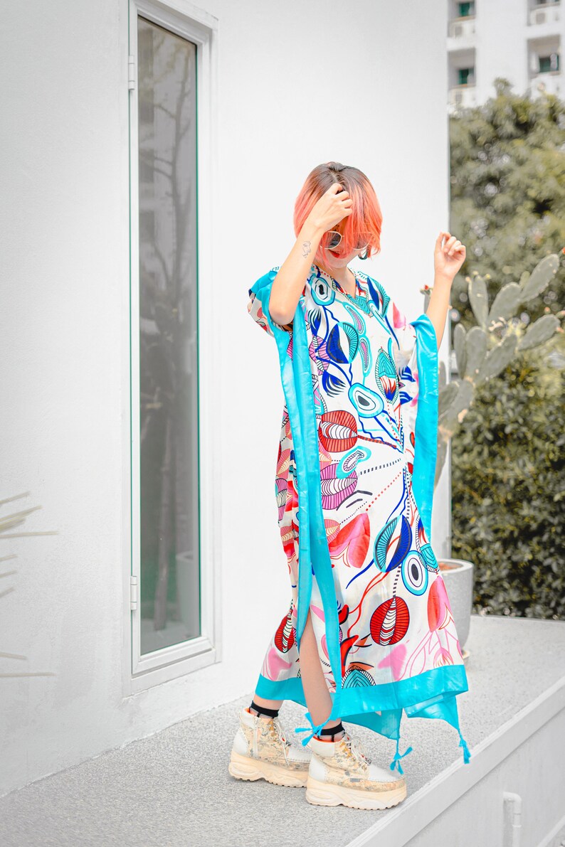 Blue And Colorful Abstract Bohemian Maxi Dress