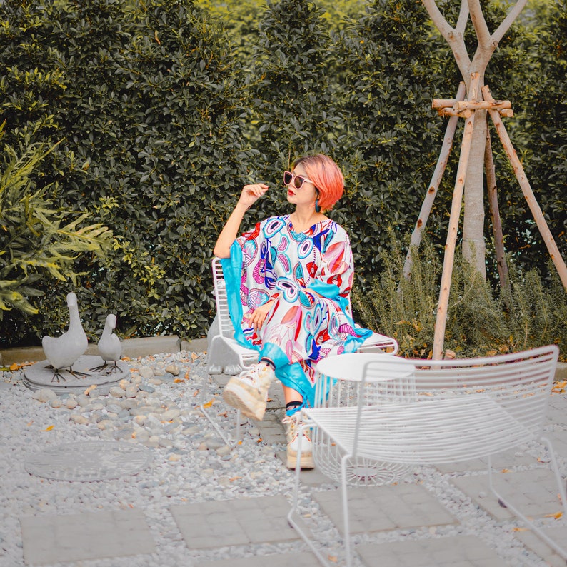 Blue And Colorful Abstract Bohemian Maxi Dress