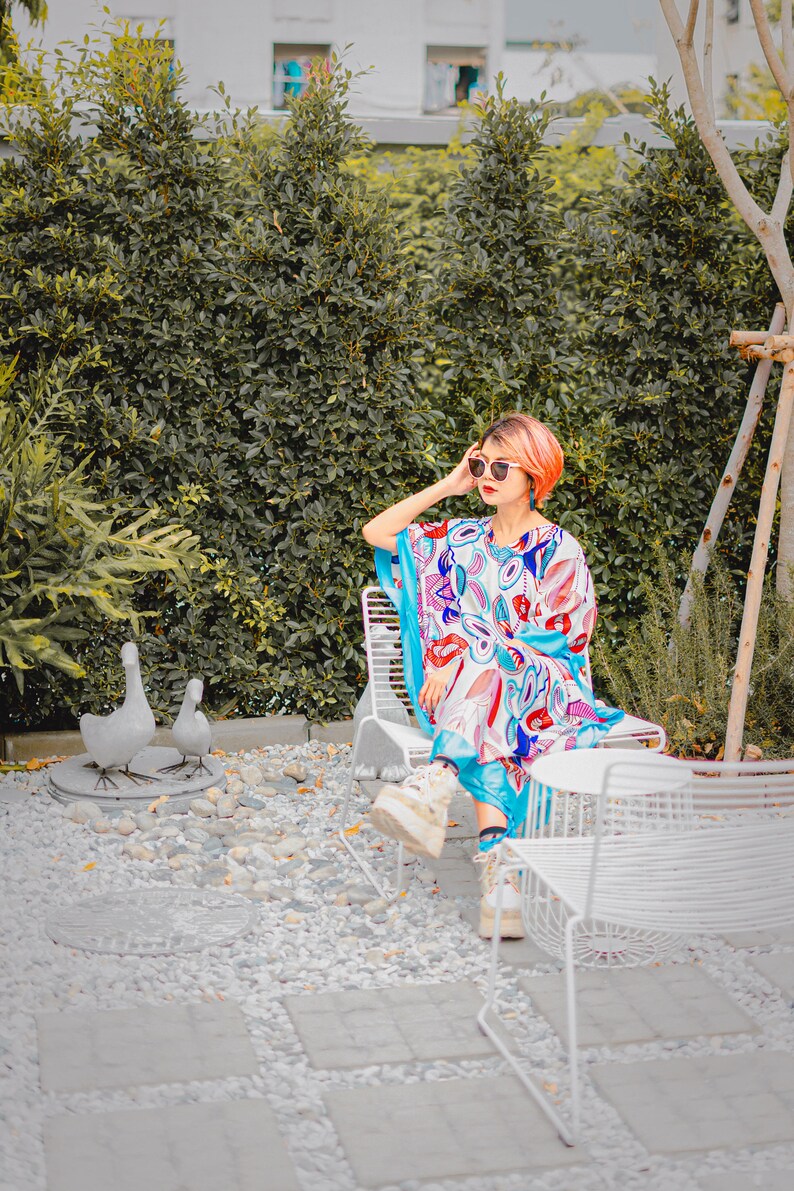 Blue And Colorful Abstract Bohemian Maxi Dress
