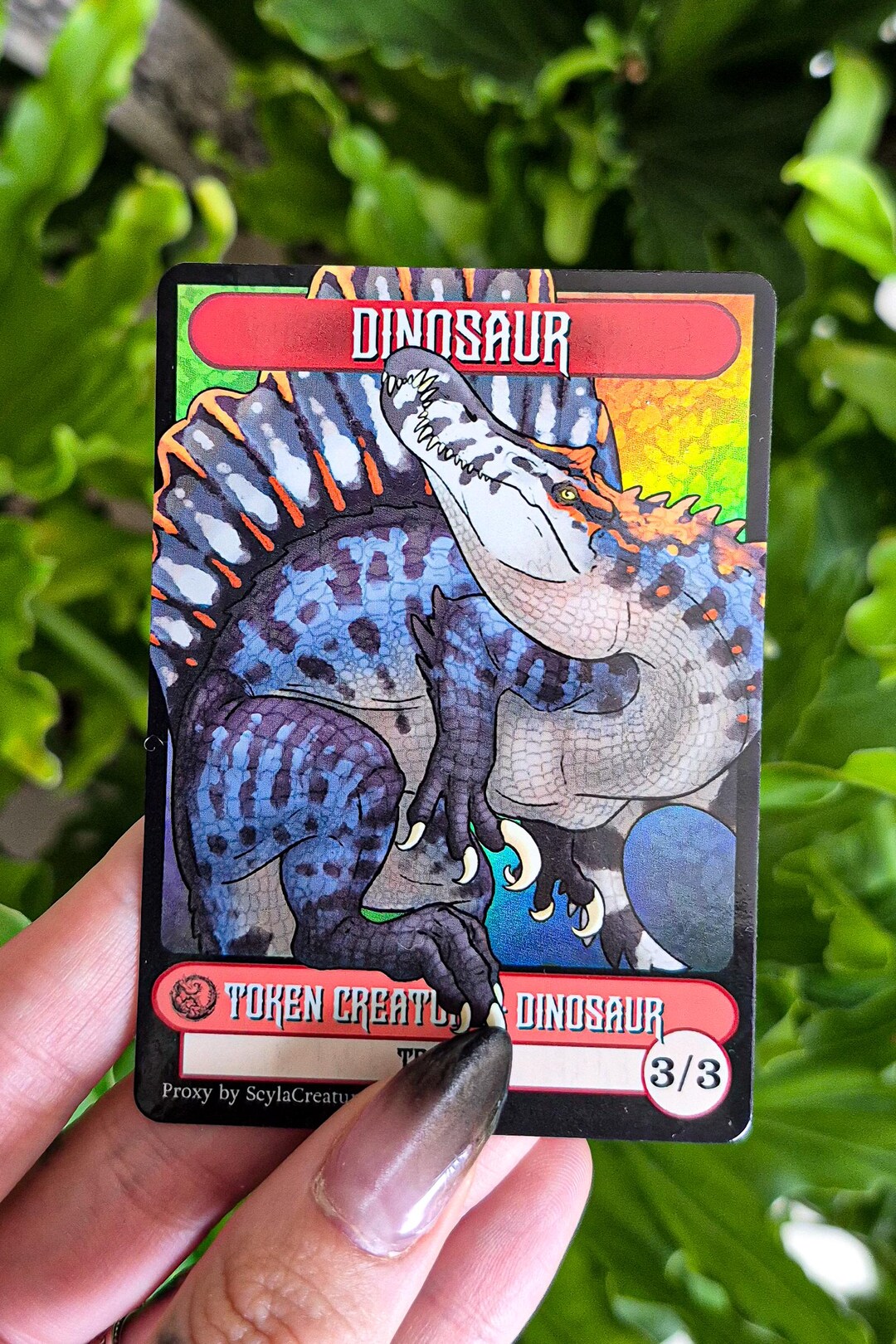 Dinosaur MTG Token Spinosaurus Holo (color Variations Available) - Etsy
