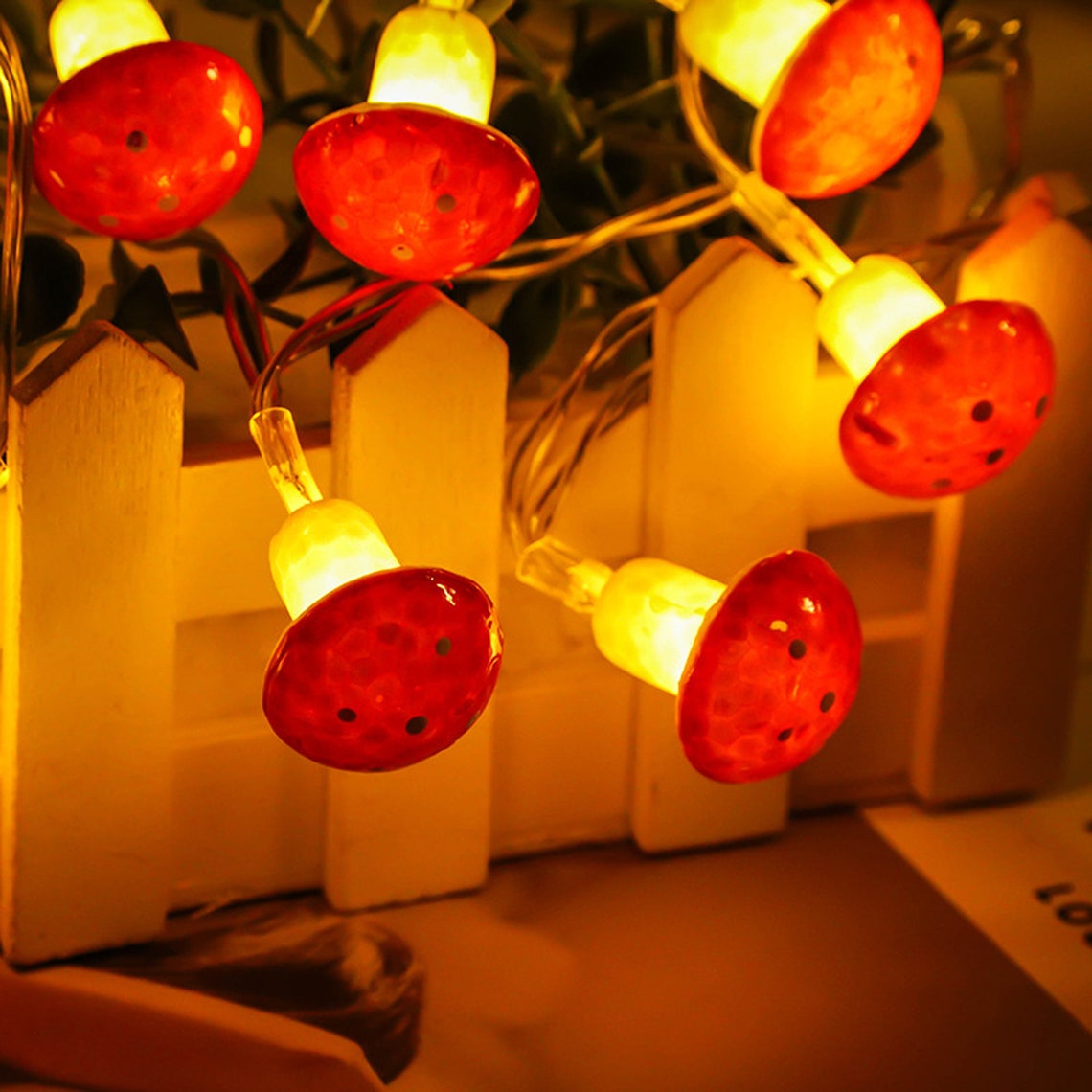 Mushroom LED String Lights Mushroom Fairy Lights Battery Etsy