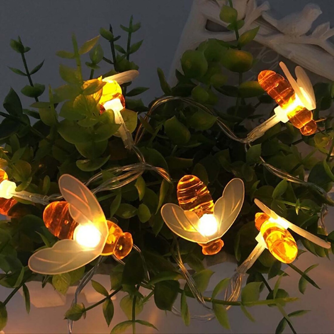 20/30/50 LEDS Honey Bee Solar String Lights Bees Hanging Etsy