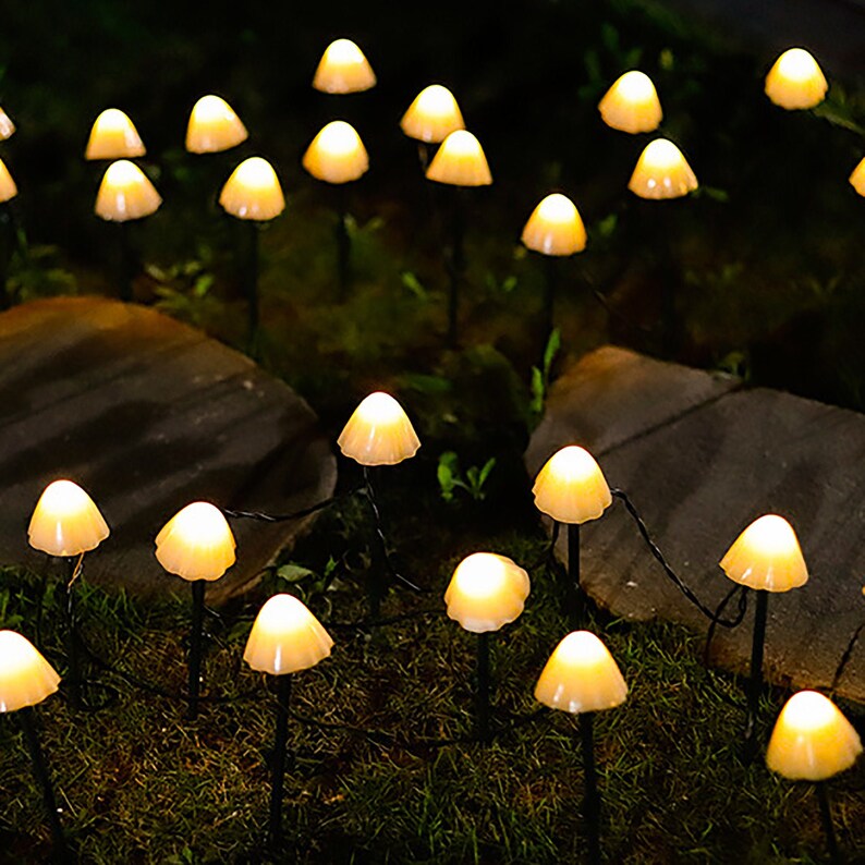 Mushroom Lamps Mushroom Solar Energy Lights Plant LED String Etsy