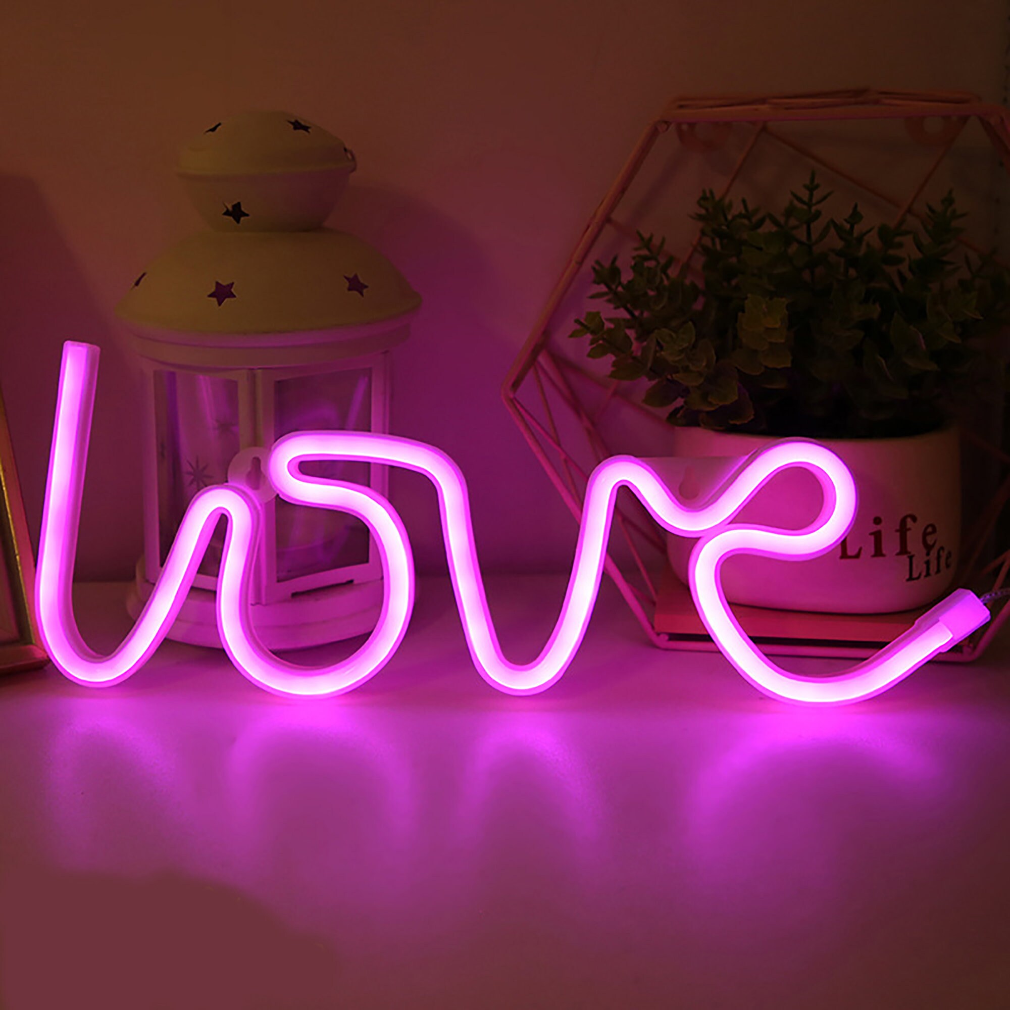 Led Neon Sign Pink Love Neon Led Sign Love Neon Wall Light Etsy