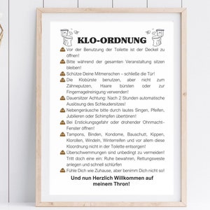 Bathroom decoration, mural, funny toilet rules Wall art to print yourself
