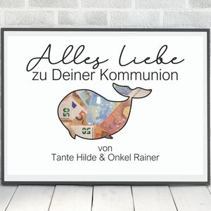 Money gift communion DIY personalized, print yourself