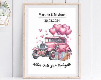 Wedding cash gift, personalizable, wedding gift bride and groom, car
