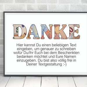 Geldgeschenk Dankeschön DIY personalisiert, Printable