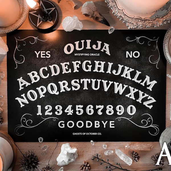 Gotische Ouijabord A4 afdrukken | gotische kunst | verkoop | heks | Halloween | spiritboard | magie | donkere kunst | occulte | planchet | seance | A4