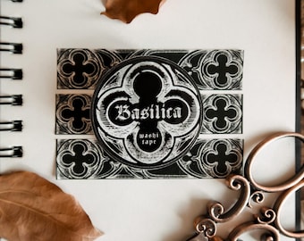 Basilica Washi Tape (black) | Gothic Architecture Washi | cathedral | gothic stationery | goth planner | dark academia | medieval | bookish