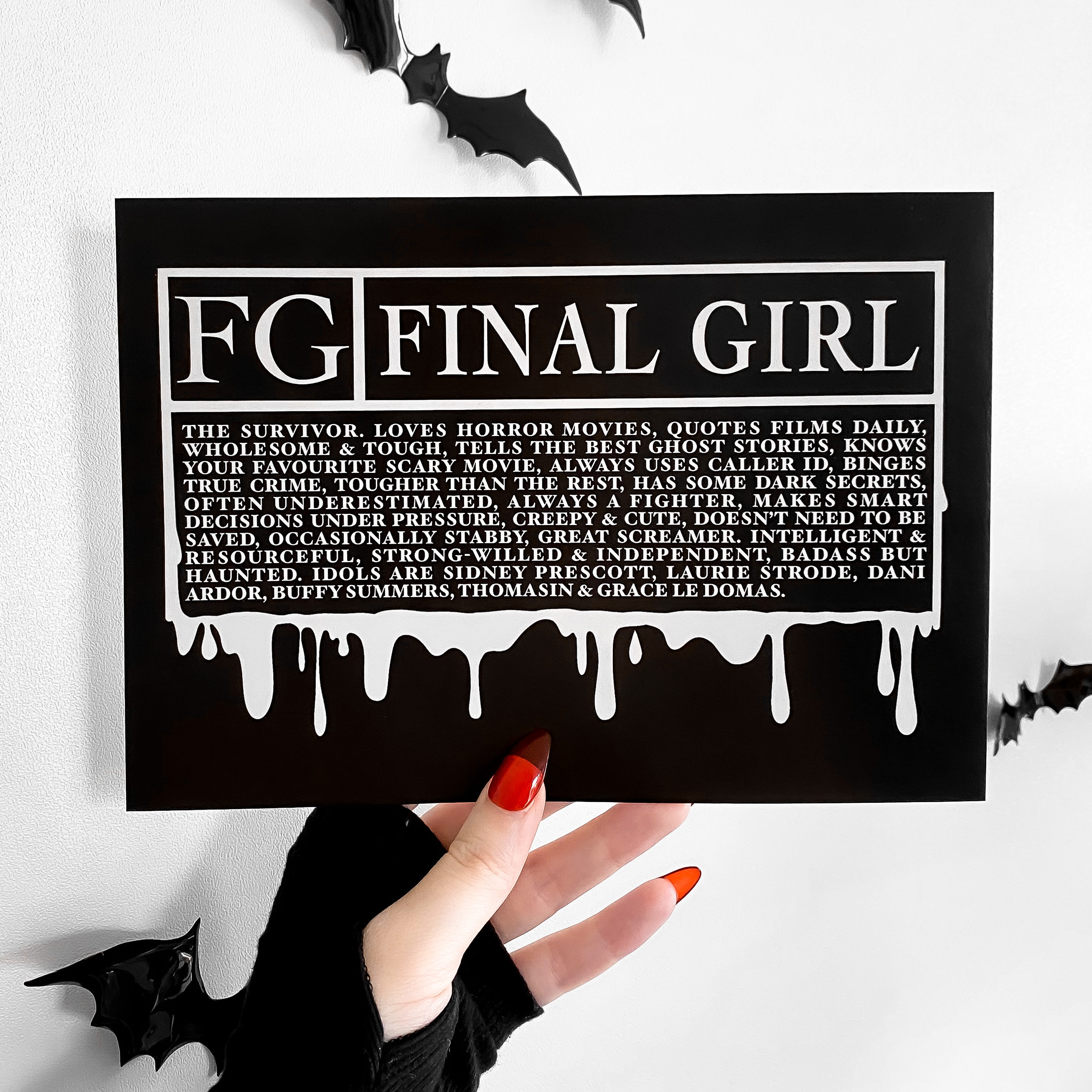 Final Girl Rating Print | Horror Movies | Gothic art | Wall Art | Halloween | Spooky | VHS | Movies | Final Girls | Scary Movies | Goth art