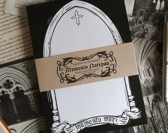 Memento Notepad - BLACK | gothic stationery | gothic architecture | goth notepad | memento mori | memo pad | Gothic arch | spooky stationery