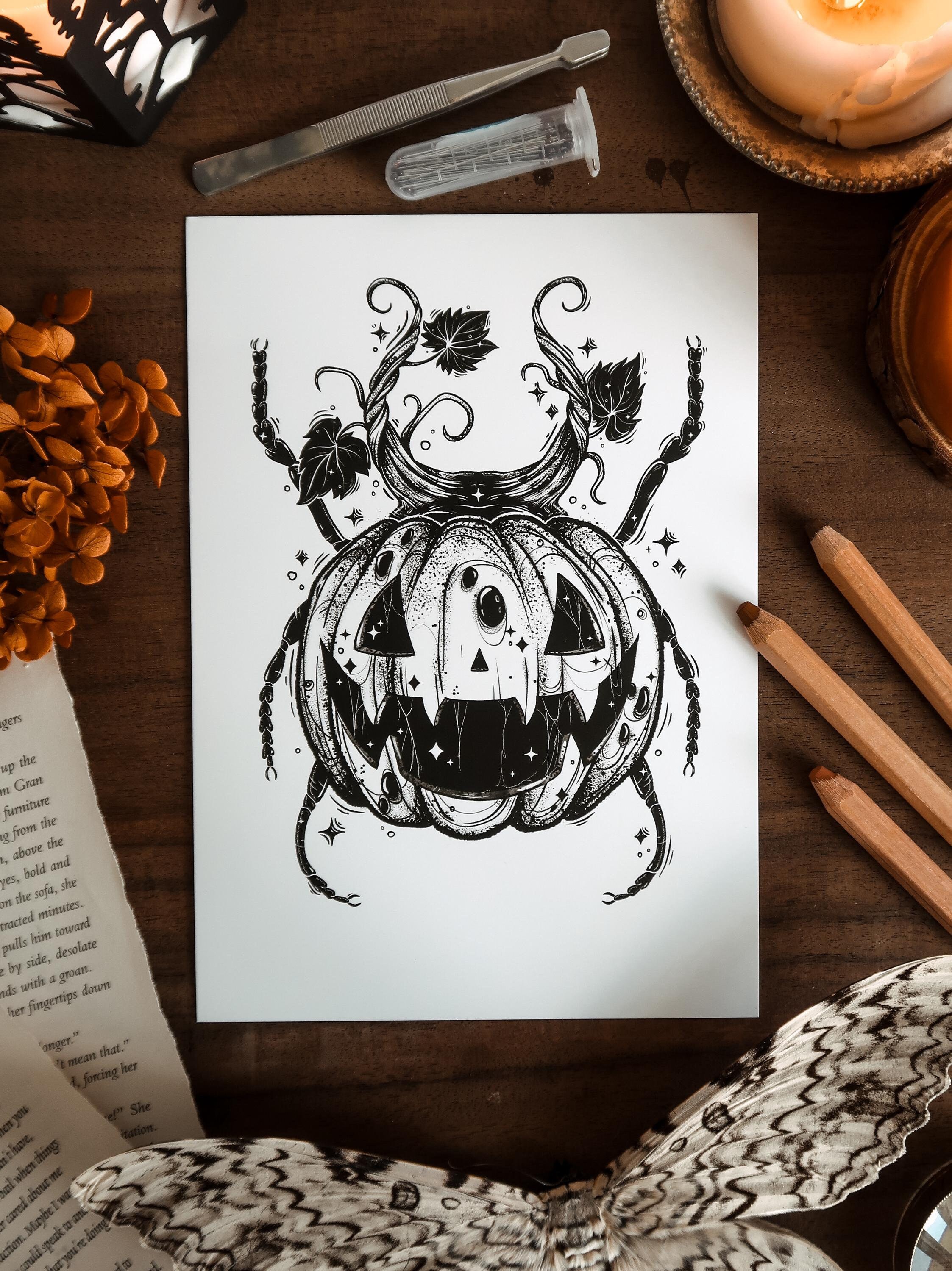 Jack-o-beetle Gothic Print | Dark Art | Beetle Illustration | Halloween ...
