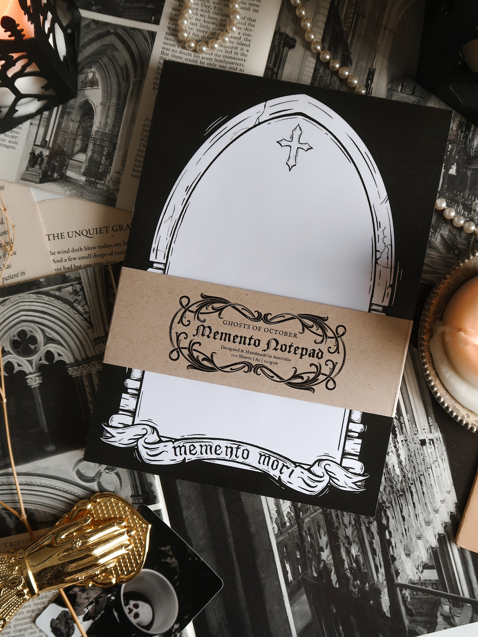 Goth Notepad Memento Notepad - BLACK | Gothic Stationery | Gothic Architecture ...