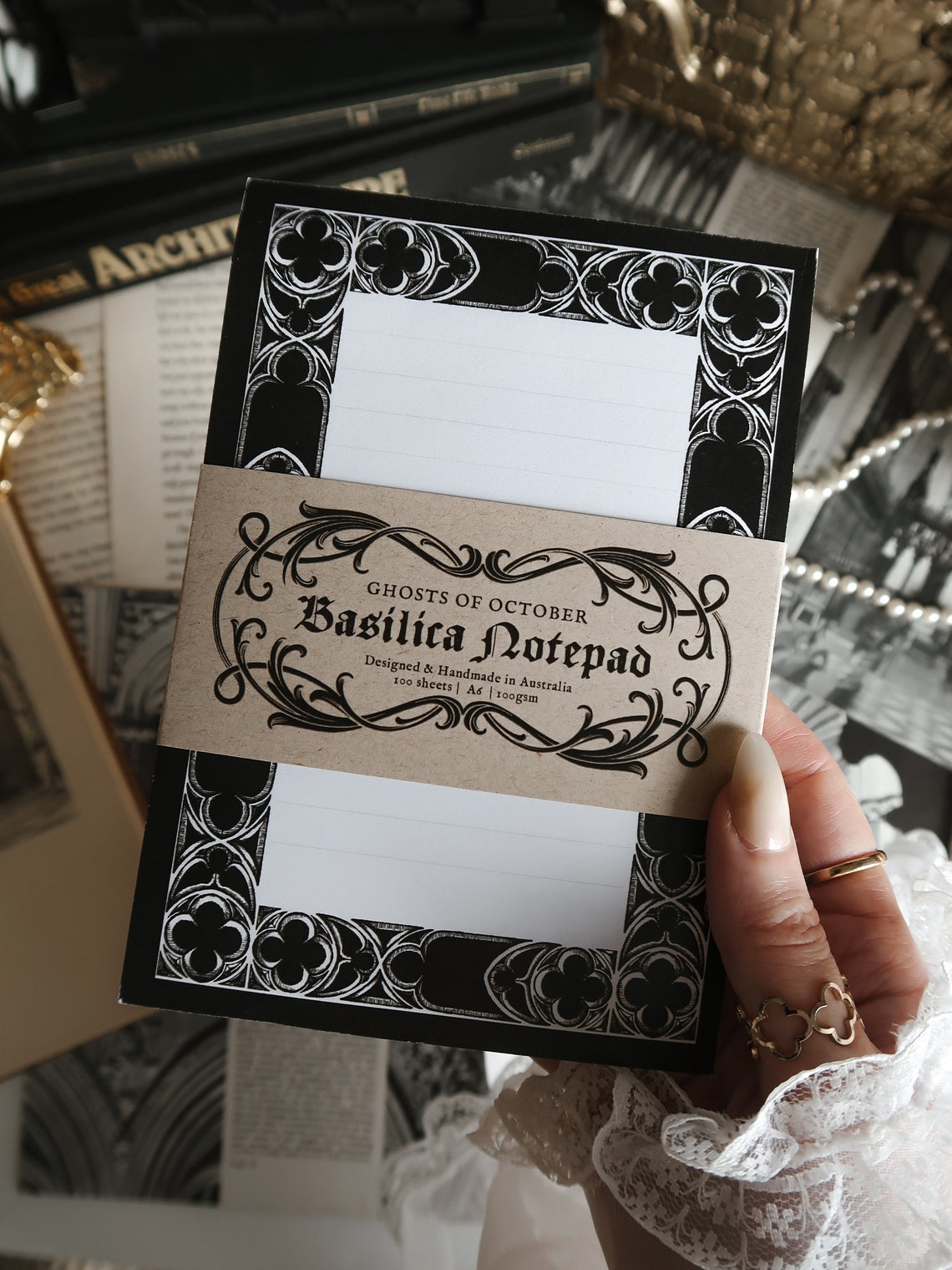 Goth Notepad Basilica Notepad - BLACK | Gothic Stationery | Gothic Architecture ...
