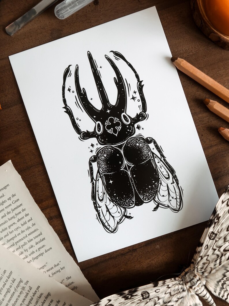 Basilica Beetle Gothic Print | Dark Art | Beetle Illustration | Spooky ...